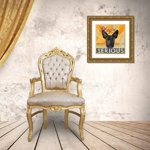 Dog days - llittle black pup Gold Ornate Wood Framed Art Print with Double Matting by Art Licensing Studio