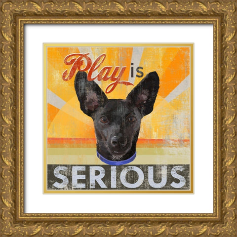Dog days - llittle black pup Gold Ornate Wood Framed Art Print with Double Matting by Art Licensing Studio