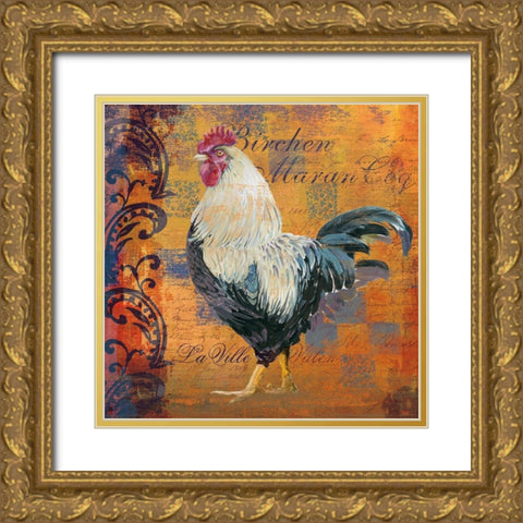 Coq Motifs III Gold Ornate Wood Framed Art Print with Double Matting by Art Licensing Studio