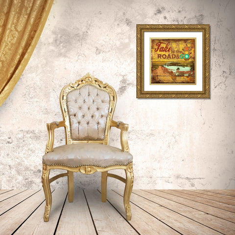 Take to the Road Gold Ornate Wood Framed Art Print with Double Matting by Art Licensing Studio