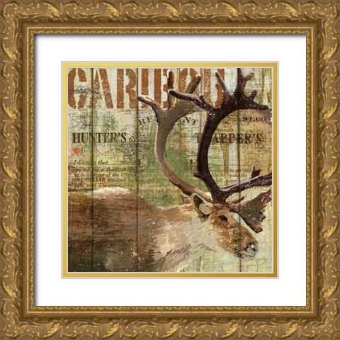 Open Season Caribou Gold Ornate Wood Framed Art Print with Double Matting by Art Licensing Studio