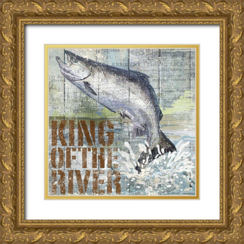 Open Season King Salmon Gold Ornate Wood Framed Art Print with Double Matting by Art Licensing Studio