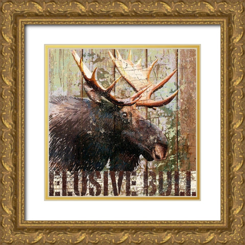 Open Season Moose Gold Ornate Wood Framed Art Print with Double Matting by Art Licensing Studio