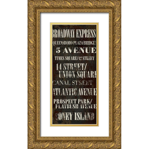 NY Bway Express Gold Ornate Wood Framed Art Print with Double Matting by Art Licensing Studio