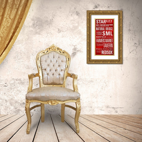 Star City Text Gold Ornate Wood Framed Art Print with Double Matting by Art Licensing Studio