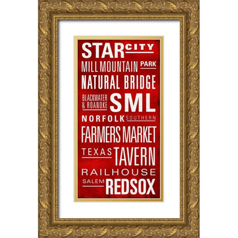 Star City Text Gold Ornate Wood Framed Art Print with Double Matting by Art Licensing Studio