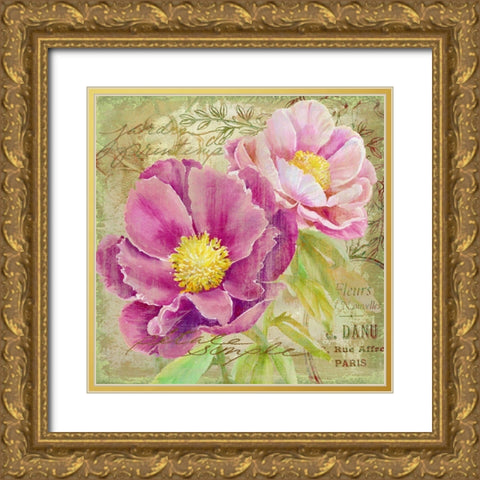 Peony Garden II Gold Ornate Wood Framed Art Print with Double Matting by Art Licensing Studio