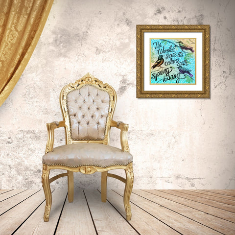Birdie Words 1 Gold Ornate Wood Framed Art Print with Double Matting by Art Licensing Studio
