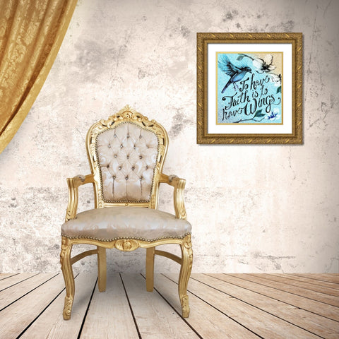 Birdie Words 2 Gold Ornate Wood Framed Art Print with Double Matting by Art Licensing Studio