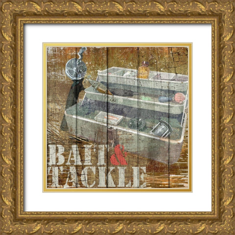 Open Season Tackle Gold Ornate Wood Framed Art Print with Double Matting by Art Licensing Studio