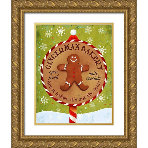Gingerman Bakery Gold Ornate Wood Framed Art Print with Double Matting by Art Licensing Studio