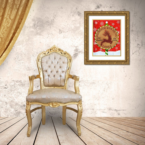 Reindeer Lodge Gold Ornate Wood Framed Art Print with Double Matting by Art Licensing Studio