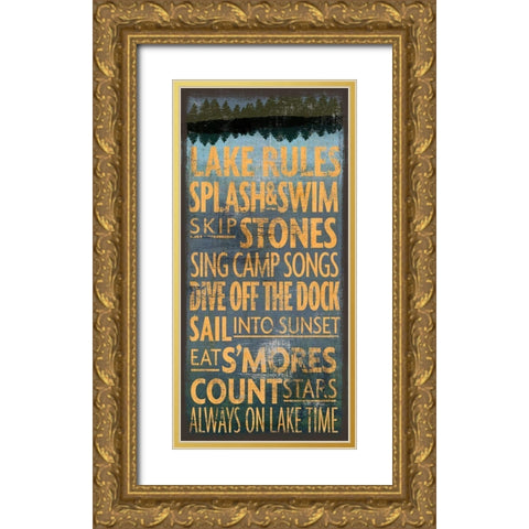 Lake Rules Gold Ornate Wood Framed Art Print with Double Matting by Art Licensing Studio