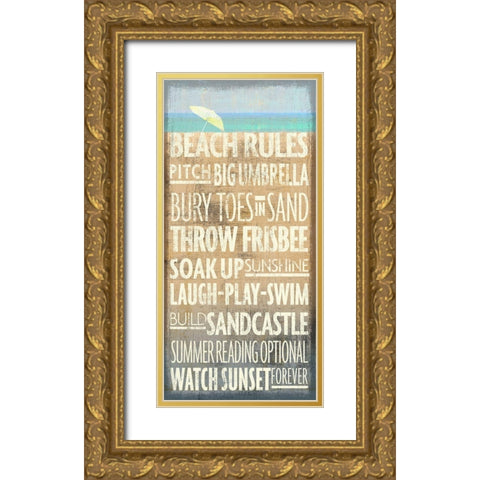 Beach Rules Gold Ornate Wood Framed Art Print with Double Matting by Art Licensing Studio