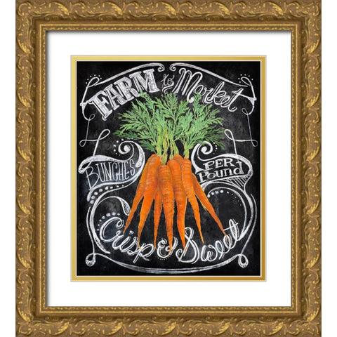 Chalkboard Carrots Gold Ornate Wood Framed Art Print with Double Matting by Art Licensing Studio
