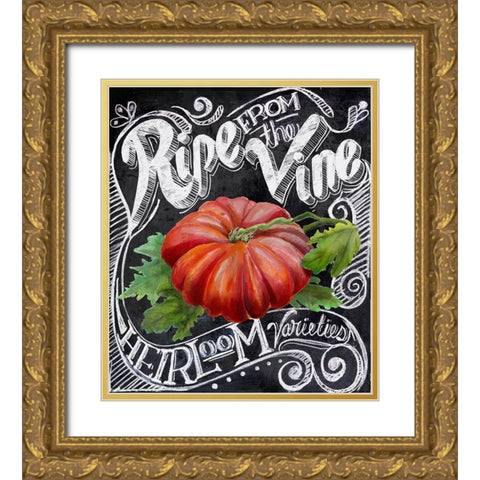 Chalkboard Tomato Gold Ornate Wood Framed Art Print with Double Matting by Art Licensing Studio