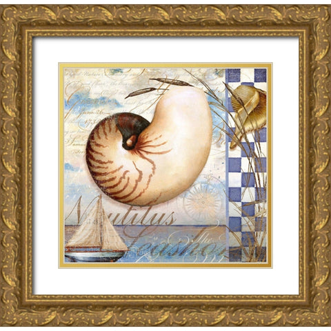 Shell Dreams 2 Gold Ornate Wood Framed Art Print with Double Matting by Art Licensing Studio