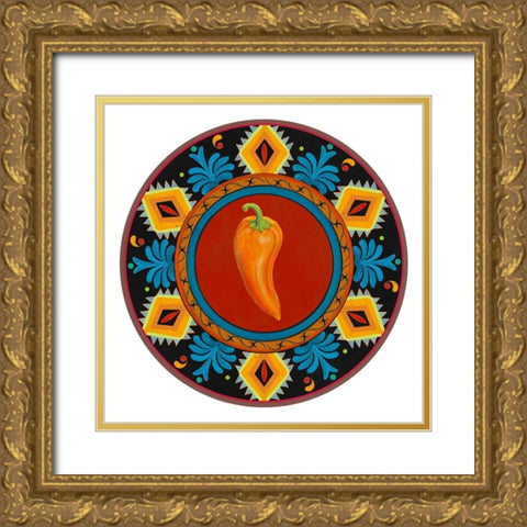 Talavera Tex-mex II Gold Ornate Wood Framed Art Print with Double Matting by Art Licensing Studio