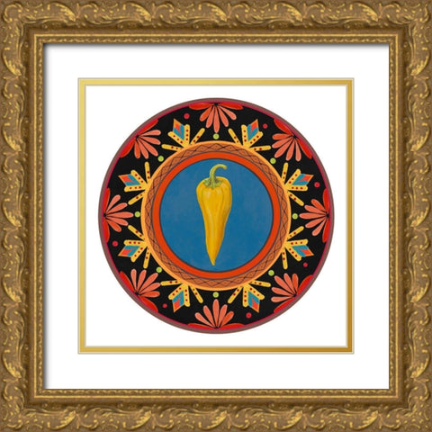 Talavera Tex-mex III Gold Ornate Wood Framed Art Print with Double Matting by Art Licensing Studio