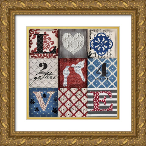 9 Love RWB Gold Ornate Wood Framed Art Print with Double Matting by Art Licensing Studio