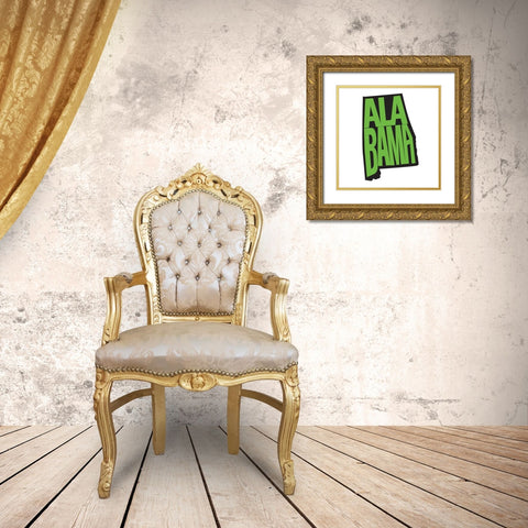 Alabama Gold Ornate Wood Framed Art Print with Double Matting by Art Licensing Studio