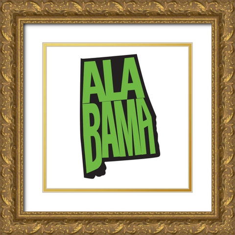 Alabama Gold Ornate Wood Framed Art Print with Double Matting by Art Licensing Studio
