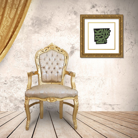 Arkansas Gold Ornate Wood Framed Art Print with Double Matting by Art Licensing Studio