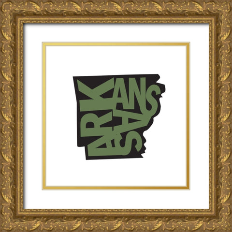 Arkansas Gold Ornate Wood Framed Art Print with Double Matting by Art Licensing Studio