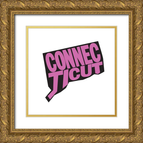 Connecticut Gold Ornate Wood Framed Art Print with Double Matting by Art Licensing Studio