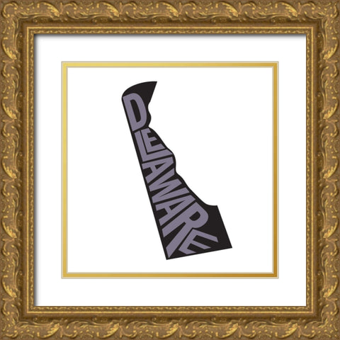 Delaware Gold Ornate Wood Framed Art Print with Double Matting by Art Licensing Studio