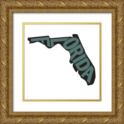 Florida Gold Ornate Wood Framed Art Print with Double Matting by Art Licensing Studio