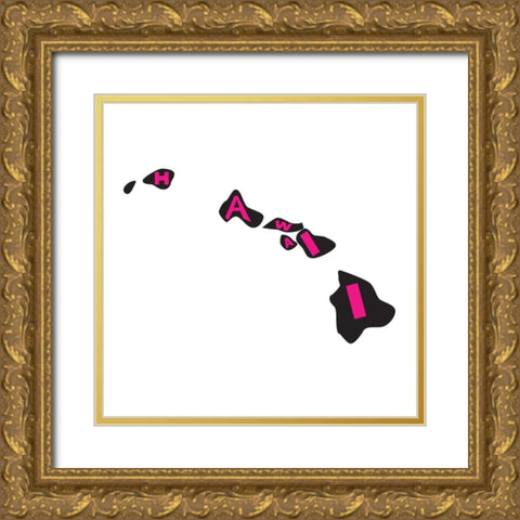 Hawaii Gold Ornate Wood Framed Art Print with Double Matting by Art Licensing Studio