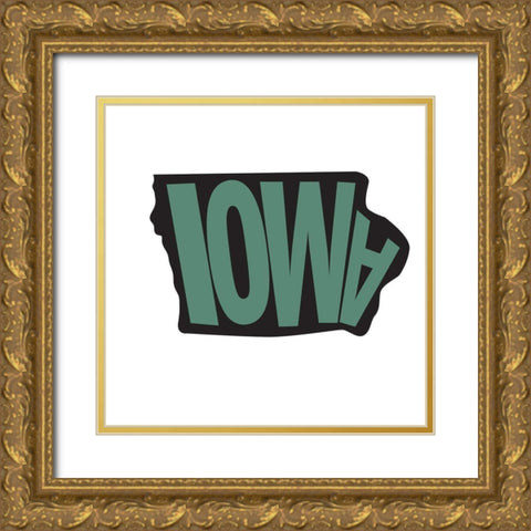 Iowa Gold Ornate Wood Framed Art Print with Double Matting by Art Licensing Studio