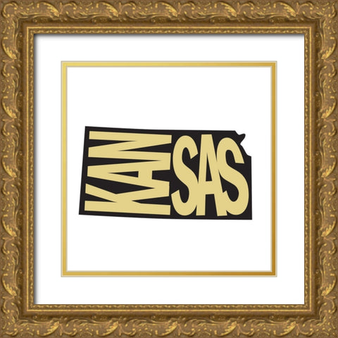 Kansas Gold Ornate Wood Framed Art Print with Double Matting by Art Licensing Studio