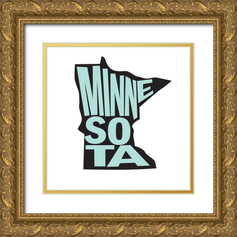 Minnesota Gold Ornate Wood Framed Art Print with Double Matting by Art Licensing Studio