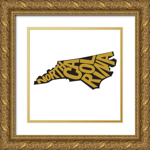North Carolina Gold Ornate Wood Framed Art Print with Double Matting by Art Licensing Studio