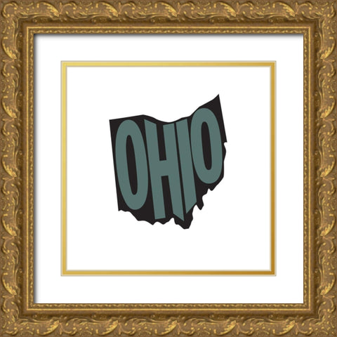 Ohio Gold Ornate Wood Framed Art Print with Double Matting by Art Licensing Studio