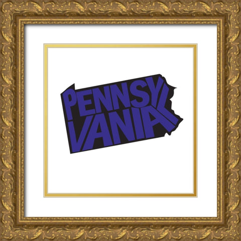 Pennsylvania Gold Ornate Wood Framed Art Print with Double Matting by Art Licensing Studio