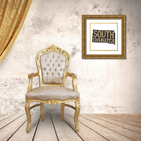 South Dakota Gold Ornate Wood Framed Art Print with Double Matting by Art Licensing Studio