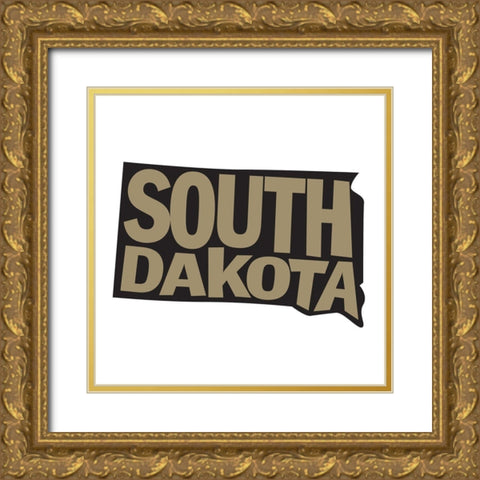 South Dakota Gold Ornate Wood Framed Art Print with Double Matting by Art Licensing Studio