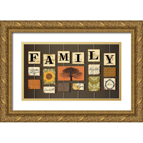 Family on strings Gold Ornate Wood Framed Art Print with Double Matting by Art Licensing Studio