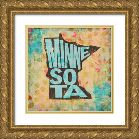 Minnesota Gold Ornate Wood Framed Art Print with Double Matting by Art Licensing Studio