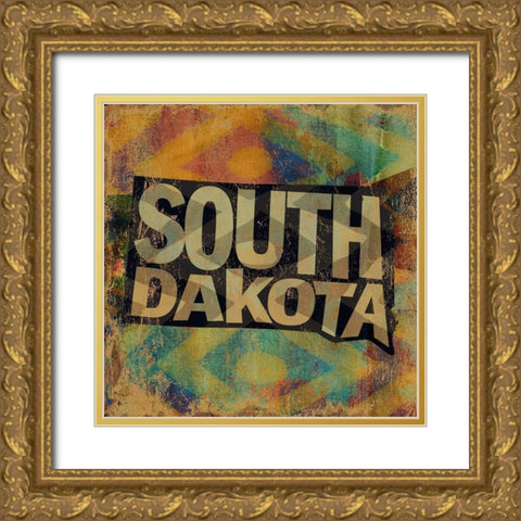 South Dakota Gold Ornate Wood Framed Art Print with Double Matting by Art Licensing Studio