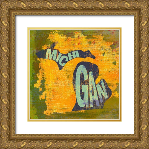 Michigan Gold Ornate Wood Framed Art Print with Double Matting by Art Licensing Studio