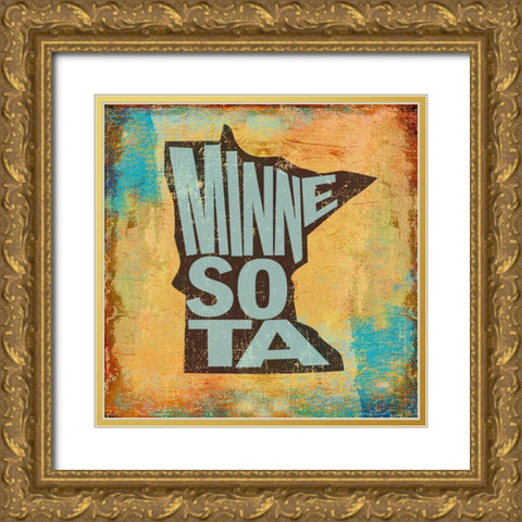 Minnesota Gold Ornate Wood Framed Art Print with Double Matting by Art Licensing Studio