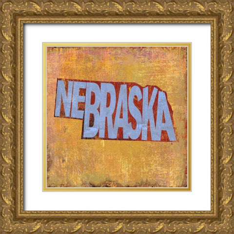 Nebraska Gold Ornate Wood Framed Art Print with Double Matting by Art Licensing Studio