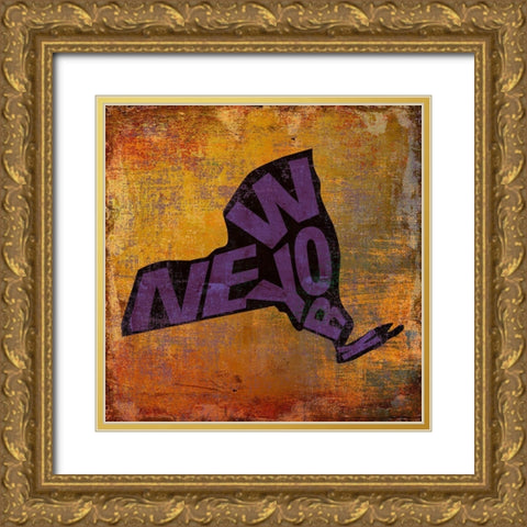 New York Gold Ornate Wood Framed Art Print with Double Matting by Art Licensing Studio