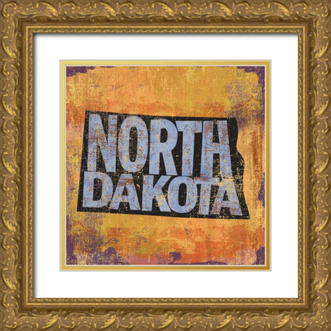 North Dakota Gold Ornate Wood Framed Art Print with Double Matting by Art Licensing Studio