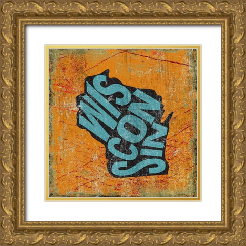 Wisconsin Gold Ornate Wood Framed Art Print with Double Matting by Art Licensing Studio