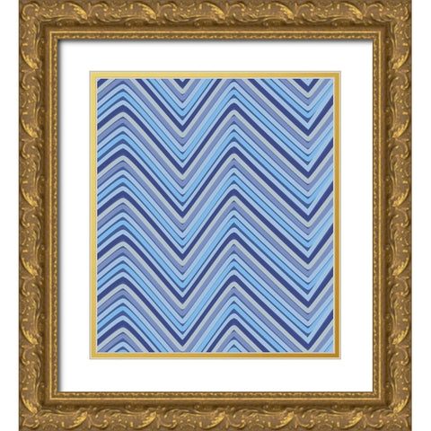 Cool Blue 2 Gold Ornate Wood Framed Art Print with Double Matting by Art Licensing Studio
